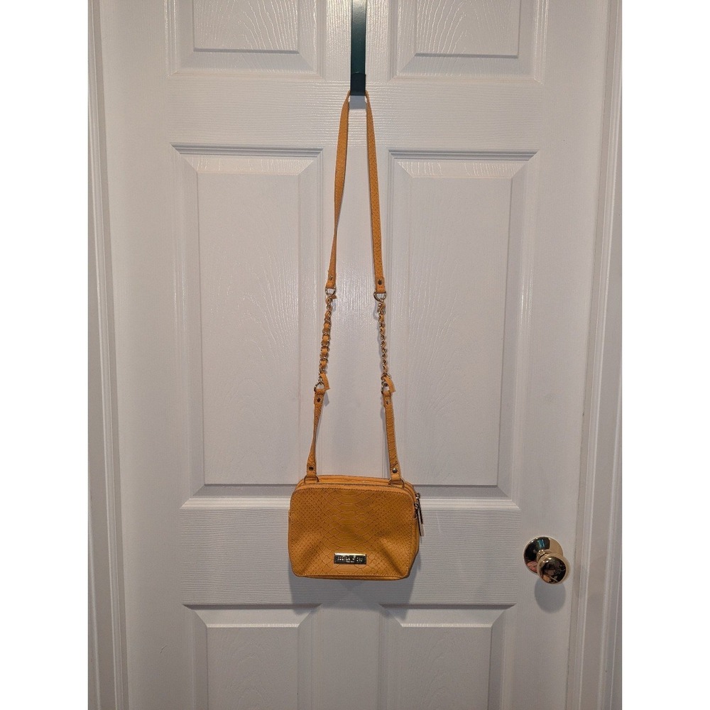 Olivia‎ + Joy Yellow Faux Crocodile Snake Print Crossbody Purse